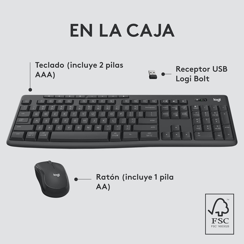 LOGITECH MK370 Negro - Teclado + Ratón