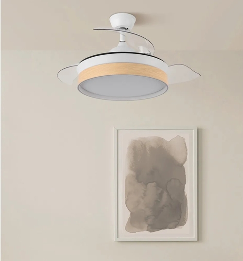 ABRILA IGLU Blanco/Haya - Ventilador de Techo Aspas Retráctiles 59 W