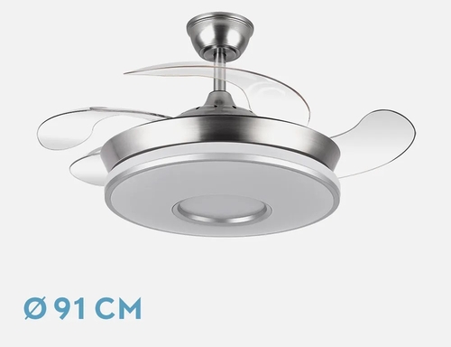 ABRILA DANI Níquel - Ventilador de Techo Aspas Retráctiles 59 W F