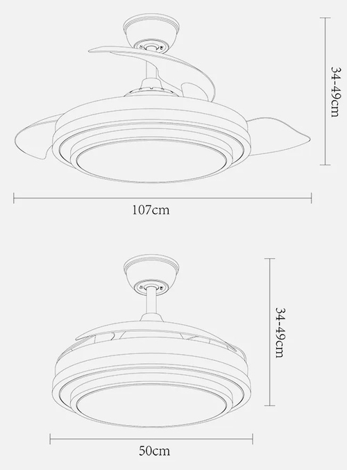 ABRILA IBE Cuero - Ventilador de Techo Aspas Retráctiles 59 W F