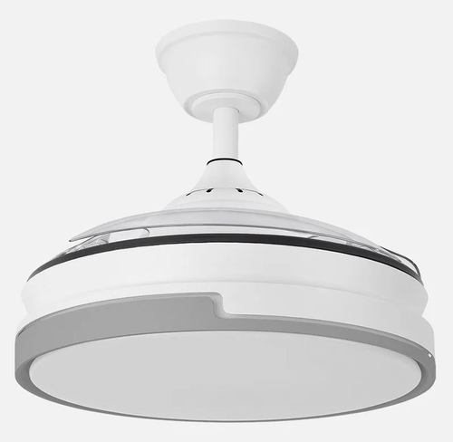 ABRILA Papiro Mini Blanco-Gris 59w 91CM - Ventilador de Techo 3 Aspas Retráctil