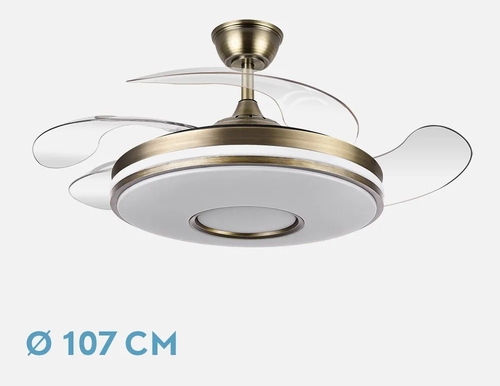 ABRILA DANI Cuero 72 W F - Ventilador de Techo Aspas Retráctiles
