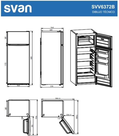 SVAN SF165500E Blanco - Frigorífico Dos Puertas Cíclico