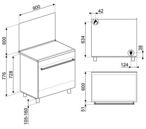 SMEG CX91GM INOX - Cocina 90CM