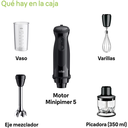 BRAUN MQ 50202 M  Negro + Picadora - Batidora de Mano 1000W