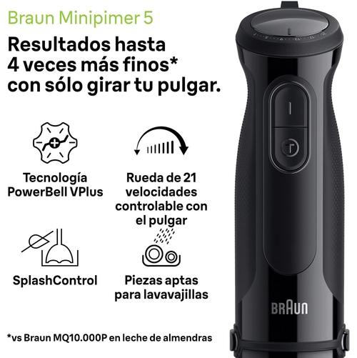 BRAUN MQ 50202 M  Negro + Picadora - Batidora de Mano 1000W