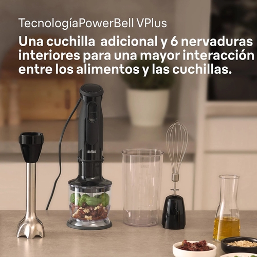 BRAUN MQ 50202 M  Negro + Picadora - Batidora de Mano 1000W