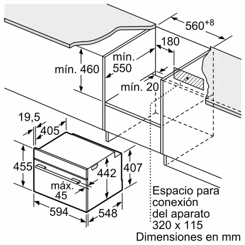 BOSCH CSG7361B1 Negro - Horno Compacto 47L