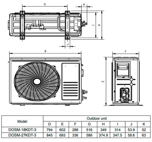 DAITSU DSM 12U2KDT UE18 Blanco - Aire Acondicionado Split 2x1 2920 Frig y 2920 Kcal