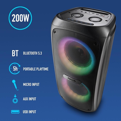 NGS WILD TEMPER Negro - Altavoz Portátil 200W